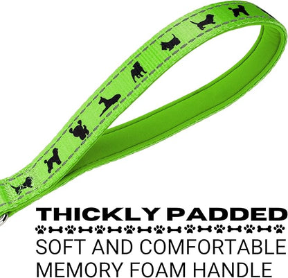 EcoBark Dog Leash - Soft & Reflective Comfort Training Leashes with Padded Handle - Safe, Strong, & Durable for Small, Medium or Large Dogs (Green)