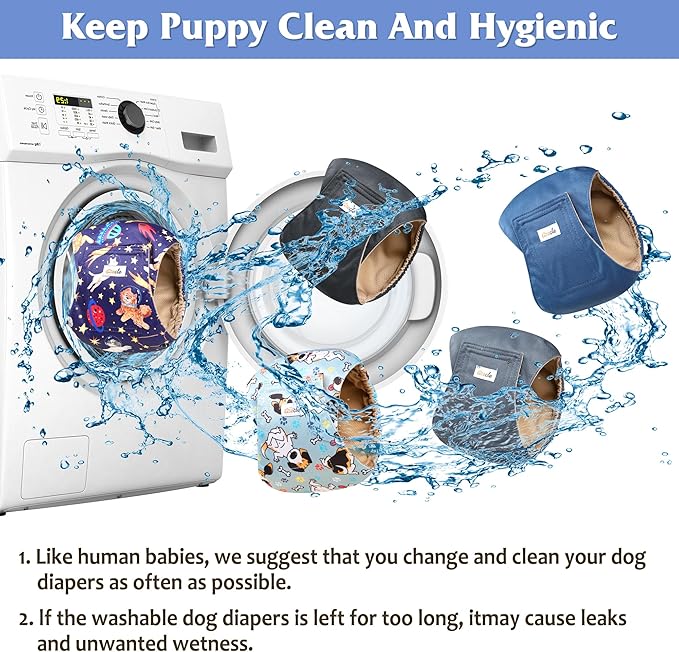 5 Pack Dog Diapers Male Reusable, Premium Belly Bands for Dogs, High Absorbing Male Dog Pee Wraps for Doggie in Incontinence or Excitable Urination and Training Black M