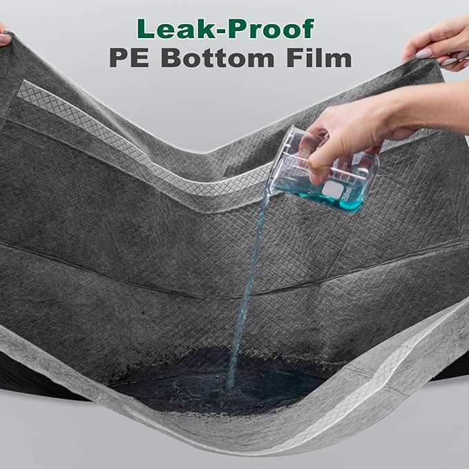 MIZOK Pee Pads for Dogs Charcoal, 28"x30" Large Wee Wee Pads for Dogs, Superior Odor Protection, Super Absorbent & Leak-Proof, Puppy Pads with Adhesive Tabs, Thick & Heavy (50 Counts)