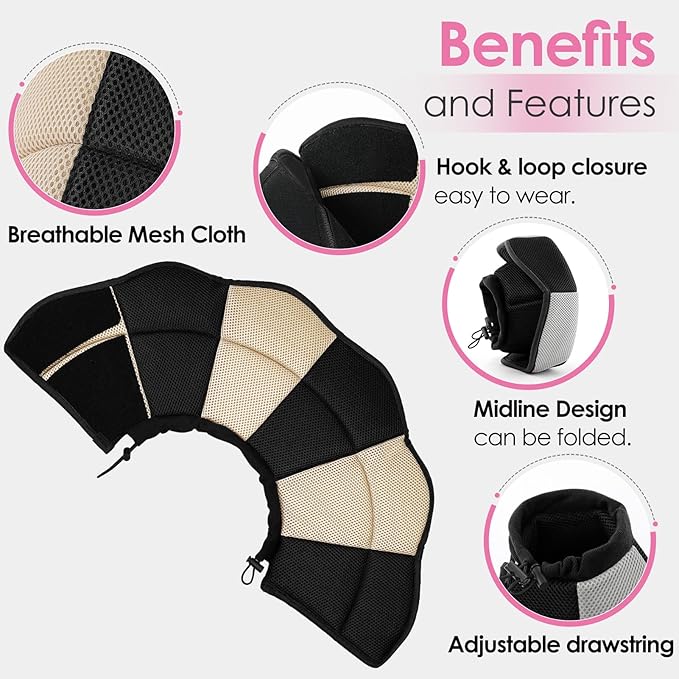 AOFITEE Dog Cone - Soft Cone for Dogs After Surgery, Comfy Cones for Large Dogs to Stop Licking, Adjustable Soft Dog Cone Collar, Elizabethan Pet E-Collar for Wound Healing, Black Large