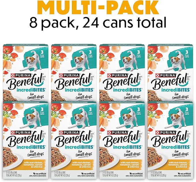 Beneful Purina Small Breed Wet Dog Food in Gravy, IncrediBites with Real Chicken - (16 Packs of 3) 3 oz. Cans