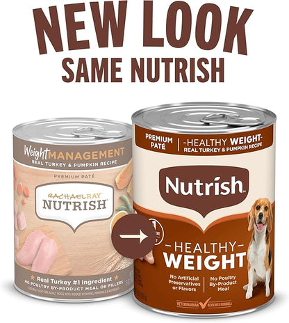 Nutrish Rachael Ray Weight Management Wet Dog Food Premium Paté Real Turkey & Pumpkin Recipe,13 oz. Can,(Pack of 24)