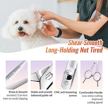 Dog Grooming Scissors: 4.75" Pet Curved Shears Made of Advanced JP440C Stainless Steel Alloy for Trimming Dogs Cats and Other Pets Face and Paws