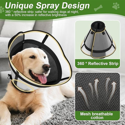 Cone for Dogs – Soft Elizabethan Collar for Large, Medium & Small Dogs | Post-Surgery Recovery, Anti-Licking, Adjustable & Lightweight Dog Cone Alternative (Black,S)