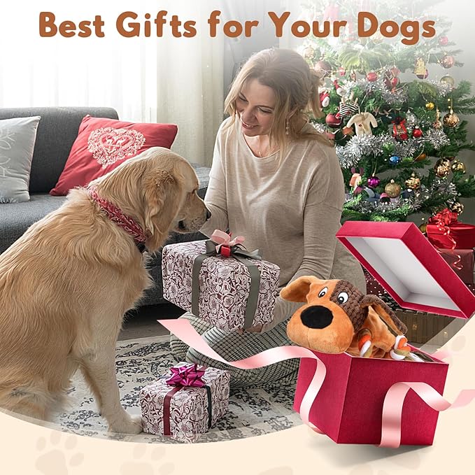 Letsmeet Squeaky Dog Toys, Tug of War Dog Toy for Large Dogs, Plush Puppy Toys with Pull Rope, Interactive Dog Toys for Small, Middle, and Big Dogs