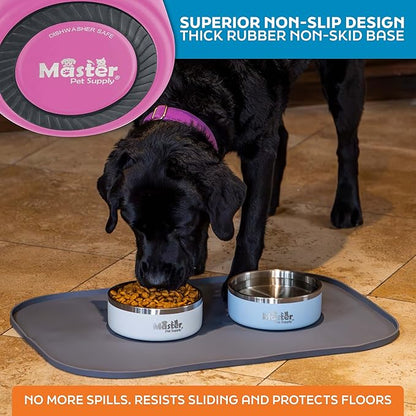 Master Pet Supply Stainless Steel Dog Bowls - 25 oz, Heavy Duty - Hyper Pink, Double Wall Extra-Thick Insulated, Non-Slip Pet Water Bowl for Dogs, Cats & Pets, Anti Rust Metal, Dish Washer Safe