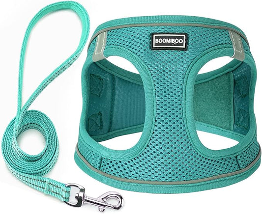 Dog Harness with Leash Set, No Pull Adjustable Reflective Step-in Puppy Pet Vest Harnesses for Small Medium Large Dogs and Cats,Forest Green L