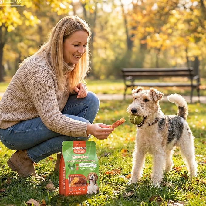 MON2SUN Chicken Wrapped Sweet Potato Dog Treats for All Breeds, Rawhide-Free Soft Chews for Training, No Artificial Colors, 10 oz