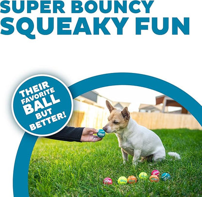 Outward Hound Squeaker Ballz – Squeaky Tennis Balls for Dogs Under 25 lbs, Interactive Dog Toy for Fetch & Training, Small (2"), 8‑Pack
