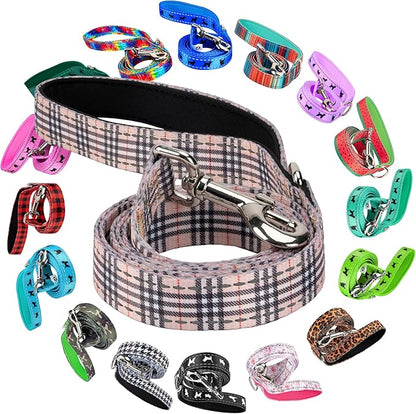 EcoBark Dog Leash - Soft & Reflective Comfort Leash with Padded Handle - Soft, Strong, & Durable for Small, Medium or Large Dogs (Tan Plaid)