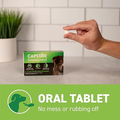 Capstar for Dogs (nitenpyram), Fast-Acting Oral Flea Treatment for Dogs Over 25+ lbs, Vet-Recommended Flea Medication Tablets Start Killing in 30 Minutes, 12 Doses (Includes Two 6-Count Boxes)