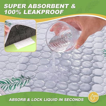 WanpeeGoo Washable Pee Pads for Dogs, 2Pack Reusable Puppy Pads, Super Absorbent & Leakproof Dog Pads, Anti-Slip Dog Pee Pads for Puppy Training & Incontinence, Leaf Pattern 36"x36"