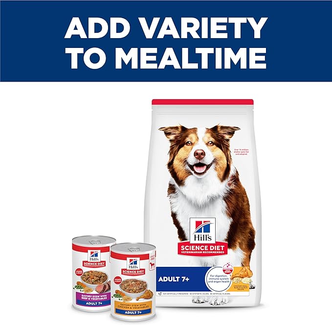 Hill's Science Diet Adult 7+ Wet Dog Food, Beef & Vegetables, 12.8 oz. Cans, 12-Pack