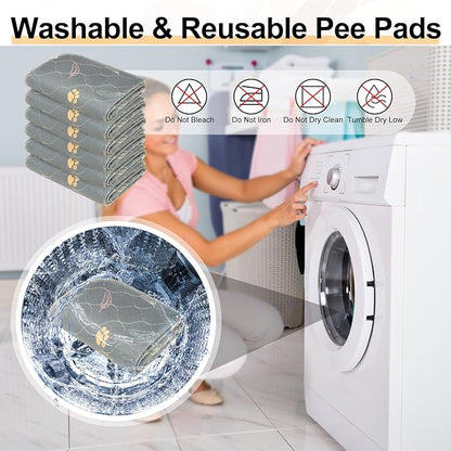 BEAUTYZOO Reusable Puppy Pads,Washable Pee Pads for Dogs,Non Slip Wee Wee Pad for Potty Training,Thick Heavy Absorbent Underpads for Playpen,Bed,Sofa,Crate,Whelping,Travel & Outdoor Spring, 16"x 24"