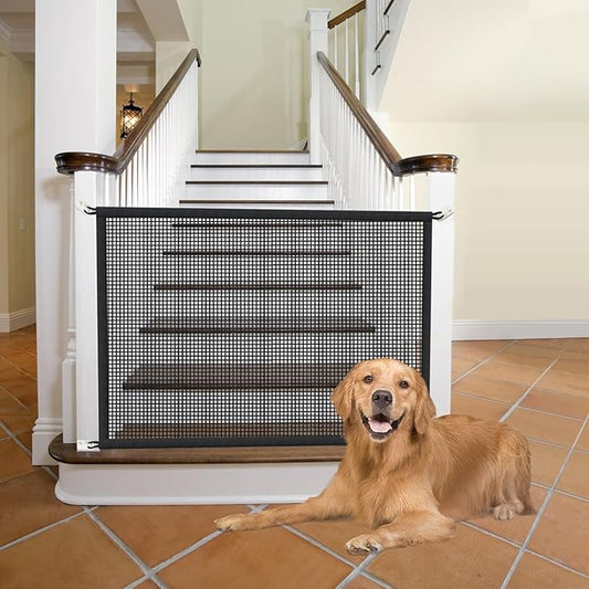 2-Pack Dog Gate for Stairs Pet Gates for The House: Dog Gate Indoor Dogs Screen Mesh Gate for Doorways Stairways 29 inches Tall, 30 inch Wide Fits 24–27'' Openi
