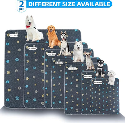 Aitmexcn Washable Puppy Dog Pee Pad, 100% Waterproof Whelping Training Mat for Puppy/Senior Dog, Fast Drying Reusable Puppy Pads for Indoor, Outdoor and Car Travel- 72'' x 72''- 2PCS
