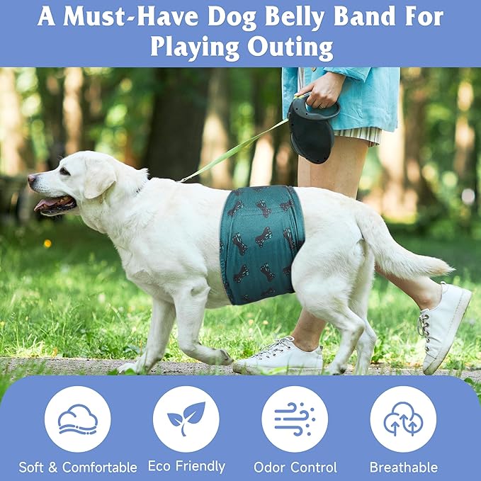5 Pack Dog Diapers Male, Premium Belly Bands for Male Dogs, High Absorbing Male Dog Pee Wraps for Doggie in Incontinence or Excitable Urination and Training M