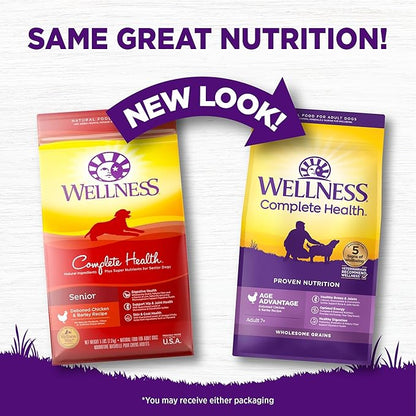 Wellness Complete Health Age Advantage Senior Dry Dog Food, Wholesome Grain Kibble, Natural, Chicken and Barley Recipe, 26 lb Bag