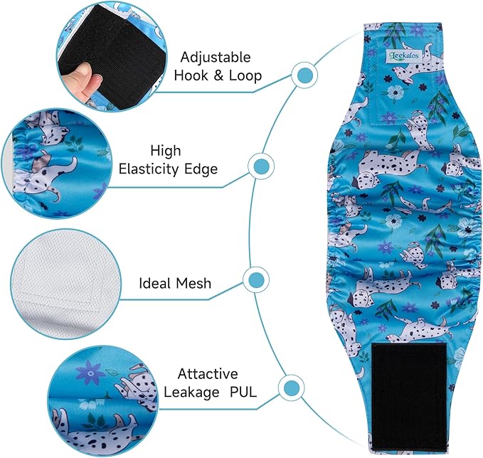 Leekalos Male Dog Diapers, Dog Belly Bands for Male Dogs Wraps Washable Doggie Diapers High Absorbing Dog Belly Bands（5 Pack）