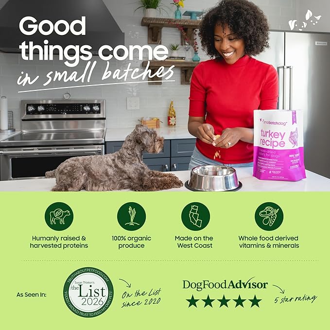 smallbatch Pets Freeze Dried Raw Dog Food, Lamb Recipe, 14 oz, Organic High Protein Dog Food, Grain Free, Made in the USA, Humanely Raised Meat, Single Protein, for Picky Eaters, Hydrate & Serve