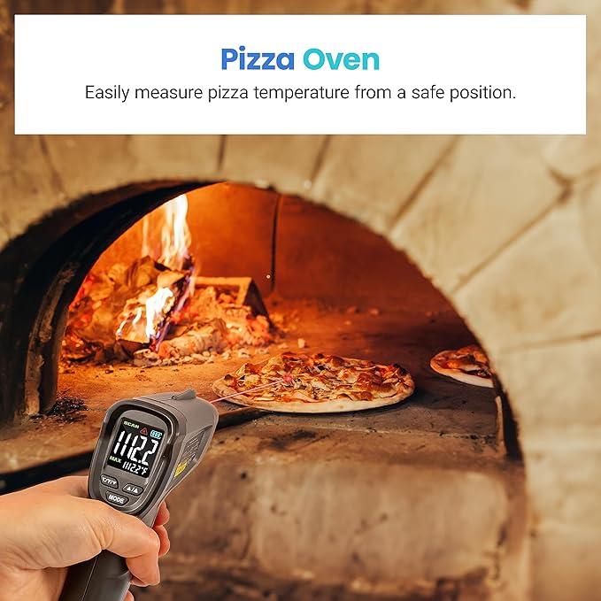 Etekcity Temperature Gun Infrared Thermometer -58°F 1130°F, Digital Laser Heat Gun with Adjustable Emissivity & Max Measure for Pizza Ovens, Griddles, Meat, Refrigerators, Engine, HVAC, Kitchen & Pool
