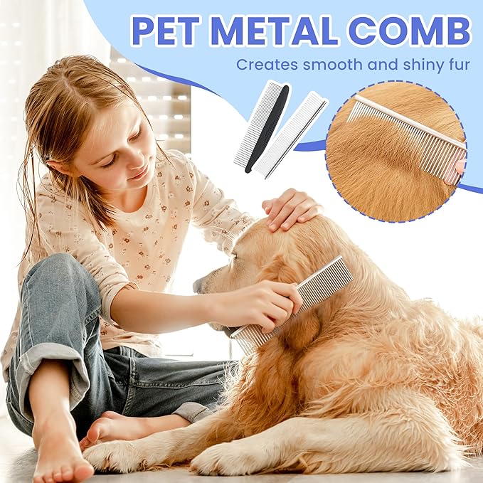 Self Cleaning Shedding Brush - 5-in-1 Professional Pet Grooming Kit Skin Friendly Grooming Tool for Dogs, Cats, and Puppies, Deshedding and Hair Removal for Long and Short Haired Pets, Black