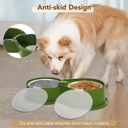 Newget Stainless Steel Dog Bowl Set with Lids, 304 Metal Dual Food & Water Bowls for Dogs & Cats, Large Capacity Pet Feeder with Cover Keeps Food Fresh, Anti-Skid Dog Dish for Small/Medium/Large Pets
