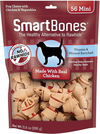 SmartBones Mini Bones with Real Chicken 56 Count, Rawhide-Free Chews for Dogs