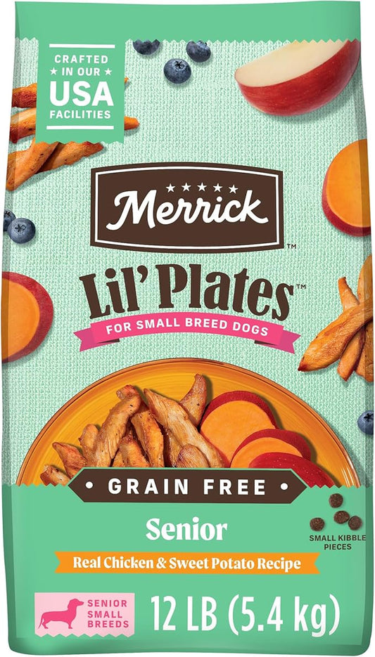 Merrick Lil’ Plates Premium Grain Free Senior Dry Dog Food For Small Dogs, Real Chicken, Sweet Potato Kibble - 12.0 lb. Bag