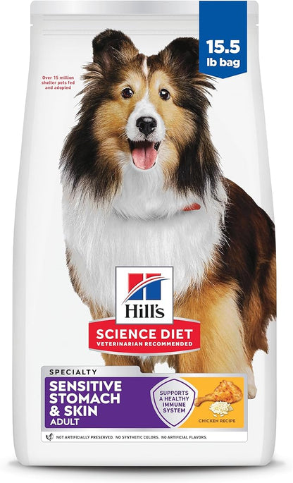 Hill's Science Diet Adult Sensitive Stomach & Skin Dry Dog Food, Chicken, 15.5 lb. Bag