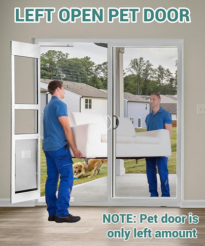 ONLY Left Open & Amount XL Dog Door for Sliding Glass Door - 81 3/4 Inch Doggy Door for Large - Extra Large Sliding Door Dog Door Insert