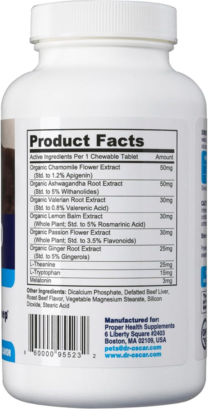Dog Sleep Aid for Dogs, Better Than Melatonin or Calming Chews Only, Best Sleeping Pills + Melatonin, 120 Tablets, Puppy Sleep Aid, USA