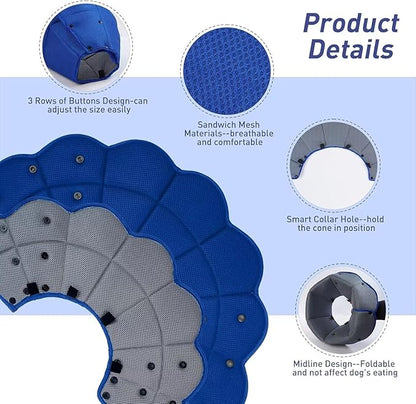 Soft Dog Cone Collar Alternative to Stop Licking,Comfort Recovery Collar for Large, Medium,Small Dogs,Cat,Adjustable Elizabethan Collar Alternative,Dogs Recovery Collar After Surgery,Blue,S