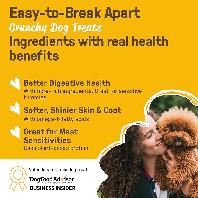 CookiePal Dog Treats, Crunchy Peanut Butter Puppy Training Treats, Human Grade USDA Organic, Natural Dog Biscuits, 10oz (Pk of 3)