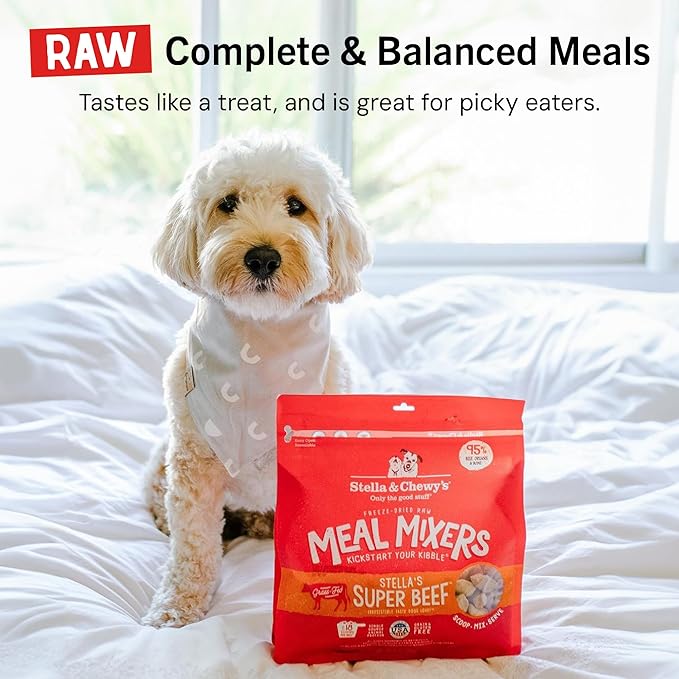 Stella & Chewy's Freeze-Dried Raw Beef Meal Mixers- Dog Food Topper and Mixer - Made with 95% Grass-Fed Beef, Organs & Bone - Perfect for Picky Eaters - Grain-Free - 3.5 oz