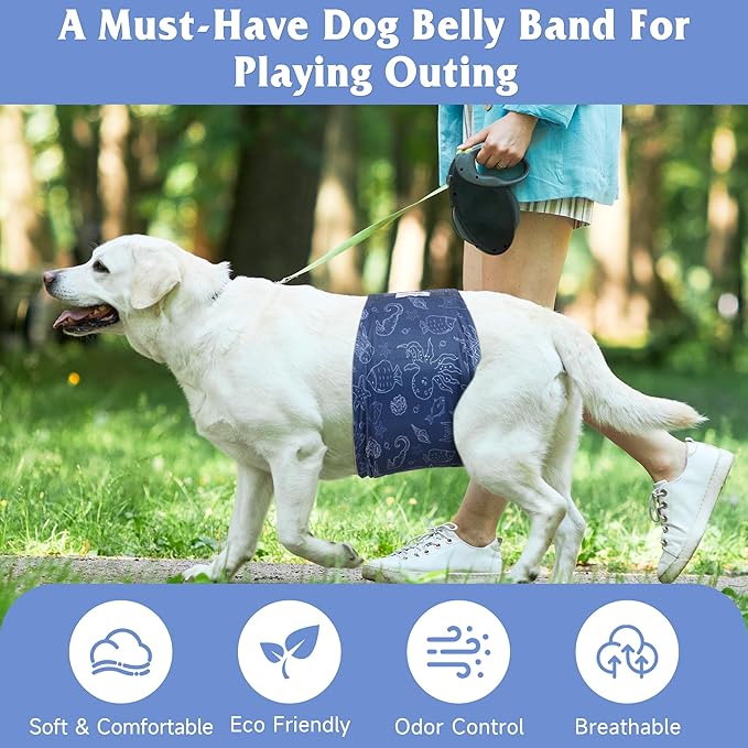 5 Pack Dog Diapers Male Reusable, Premium Belly Bands for Dogs, High Absorbing Male Dog Pee Wraps for Doggie in Incontinence or Excitable Urination Hawaii M