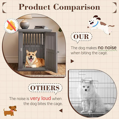 Fancyango 30-Inch Heavy Duty Dog Crate Furniture Lockable Indoor Outdoor Kennel & End Table for Small/Medium Dogs Decorative Plastic Pet Cage in Grey