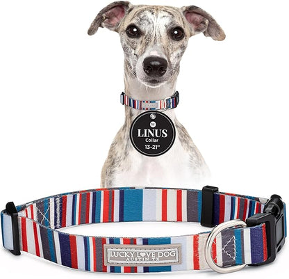 Lucky Love Dog - Adjustable Dog Collar with Easy Click Buckle for Medium Dogs, Durable, & Comfortable for Male & Female Dogs, Pet Collar for Puppies & Adult Ones - Linus, Medium