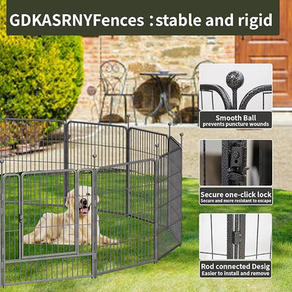 Dog Playpen,32/40/45 Inch Height in Heavy Duty, Folding Indoor Outdoor Anti-Rust Dog Exercise Fence, Portable Pet Playpen with Door for Large Medium Small Dogs and Pet (32 Panels, 40 Inch) Silver