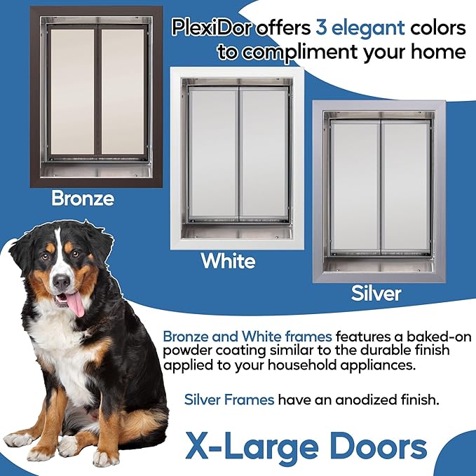 Plexidor Wall Mount Pet Doors for Cats and Dogs - Energy Efficient Pet Freedom - Bronze