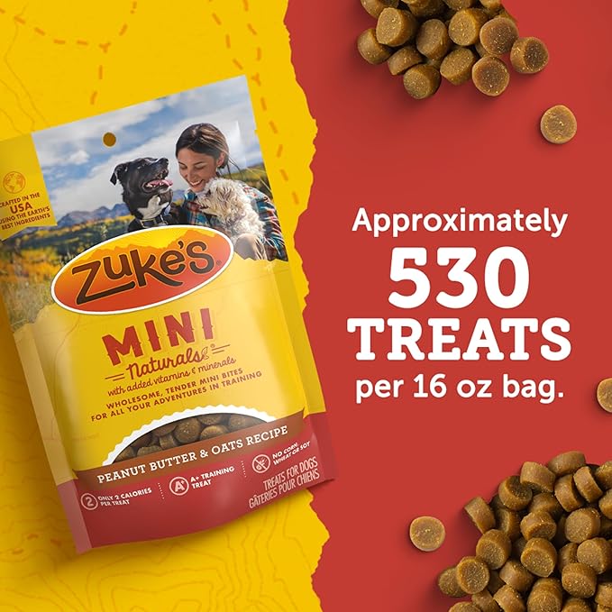 Zuke’s Mini Naturals Dog Training Treats for Dogs, Pet Treats Made with Real Peanut Butter - 10 Oz. Pouch