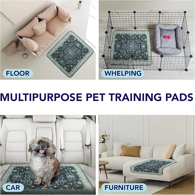 PUPIBOO Washable Pee Pads for Cats & Dogs - Super Absorbent Reusable Cat Litter Mat & Puppy Training Pad - 100% Waterproof, Leak-Proof & Non-Slip Whelping Pads for Pet Housebreaking