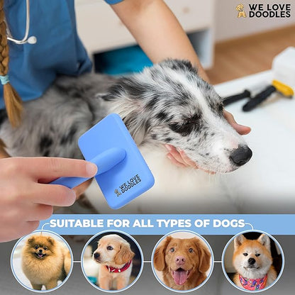 Dog Grooming Brush for Doodles, Slicker Dog Brush with Ergonomic Grip and Rounded Pin Tips for Detangling and Dematting Puppy & Small to Medium-Sized Dogs (Small)