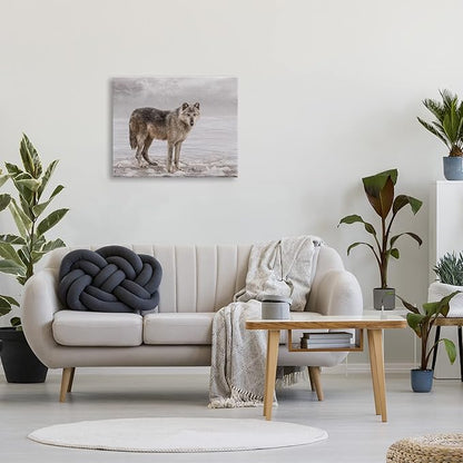 Stupell Industries Lone Coyote Wolf Snowy Field Landscape Intricate Details Canvas Wall Art, Design By Kelley Parker
