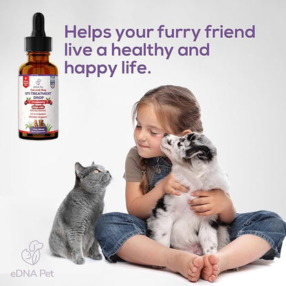 Dog UTI Treatment | Urinary Tract Infection Drops for Cats & Dogs | Cat UTI Remedy | Cranberry Supplement | Kidney Health Support, 2 Fl.Oz