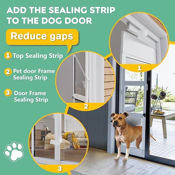 3 Flap Large Dog Door for Sliding Glass Door, Openable Pet Door for Sliding Glass Doors, Adjustable 75 7/8" to 81" Slider Height-Large