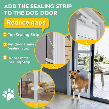 3 Flap Large Dog Door for Sliding Glass Door, Openable Pet Door for Sliding Glass Doors, Adjustable 75 7/8" to 81" Slider Height-Large
