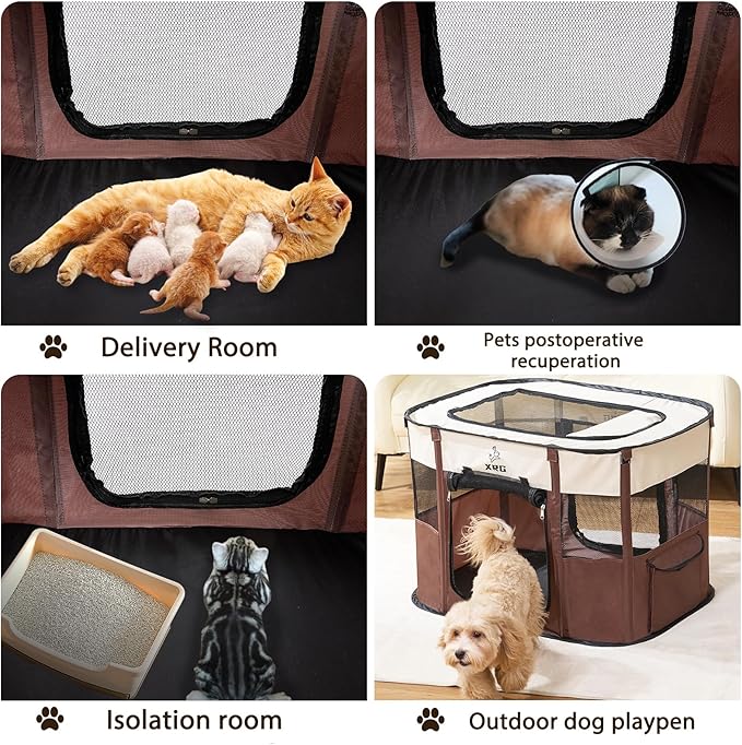 Portable Foldable Pet Playpen Collapsible Crates Kennel Playpen for Dog cat and Rabbit &Travel playpen Outdoor or Indoor (Medium（31.5" L x 23.6" W x 21.7" H）, Green)