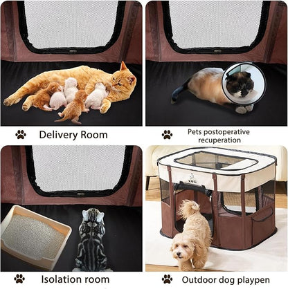 Portable Foldable Pet Playpen Collapsible Crates Kennel Playpen for Dog cat and Rabbit &Travel playpen Outdoor or Indoor (Medium（31.5" L x 23.6" W x 21.7" H）, Green)
