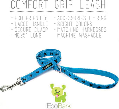 EcoBark Dog Leash - Soft & Reflective Comfort Leashes with Padded Handle - Strong Durable Heavy Duty - Training and Pulling for Small, Medium or Large Dogs (Sky Blue)